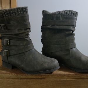Grey Green Above the Ankle Boots